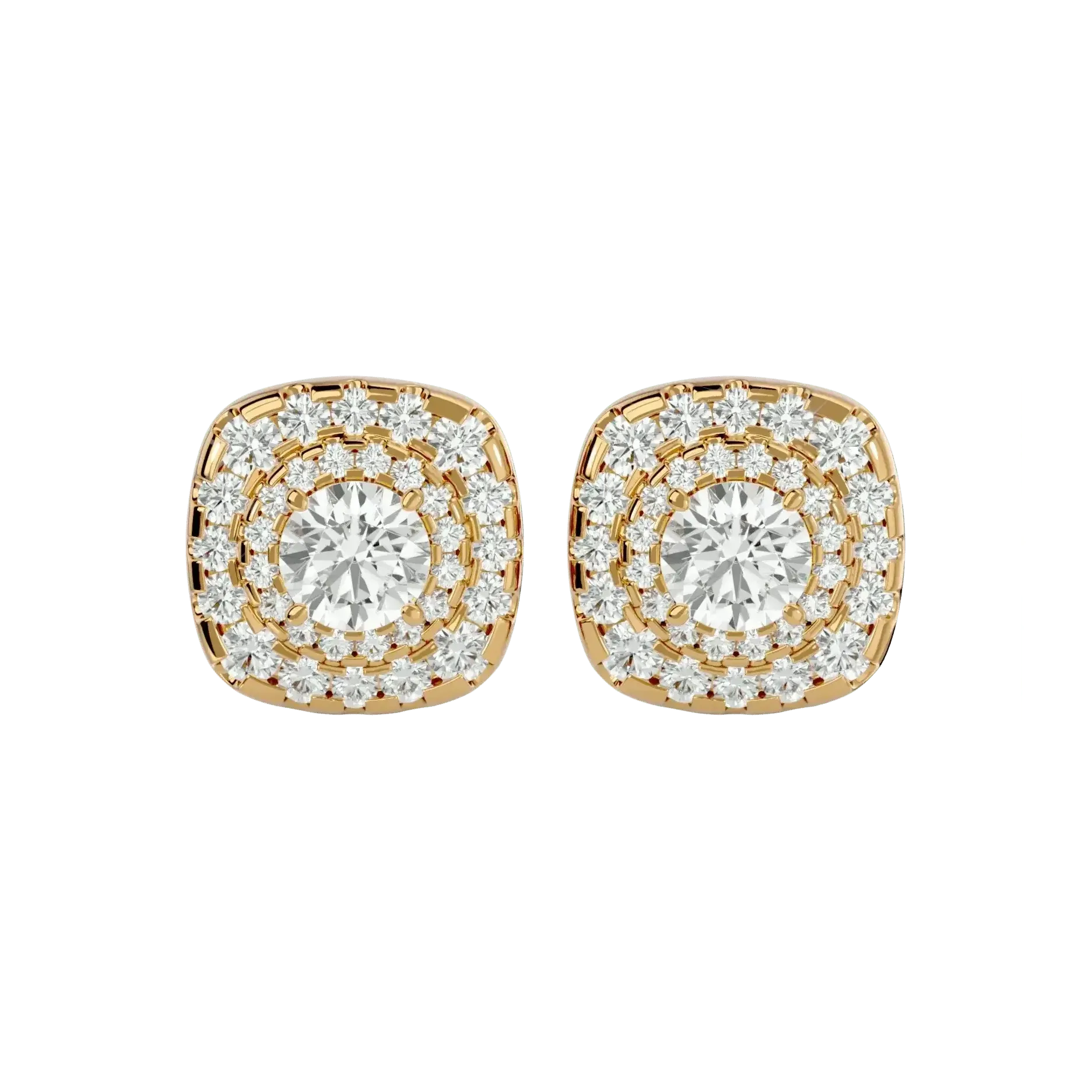 Ursa Round Stud Earrings - Yellow Gold - Ice Dazzle - VVX™ Diamond - Solitaire Earrings