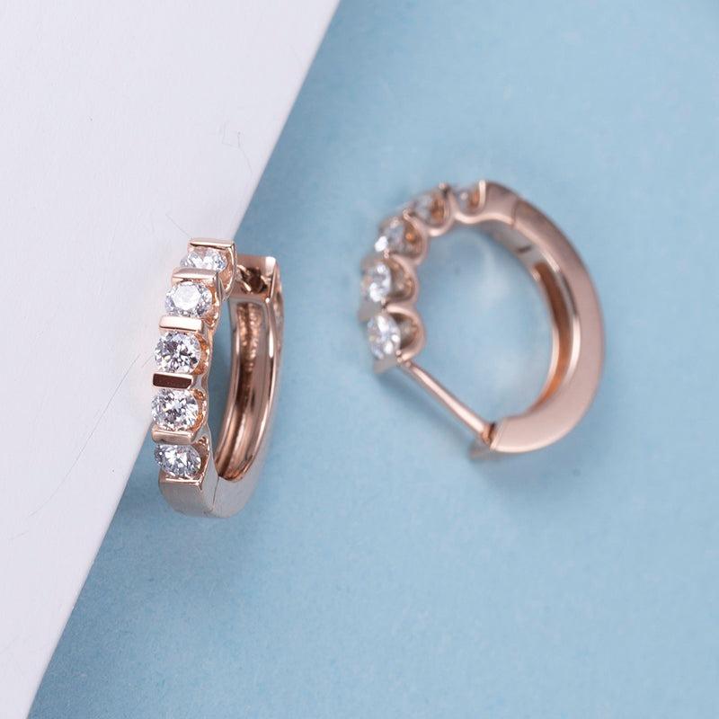 VVX™ Diamond - Eternity Hoop Earrings - 14K Rose Gold - Ice Dazzle