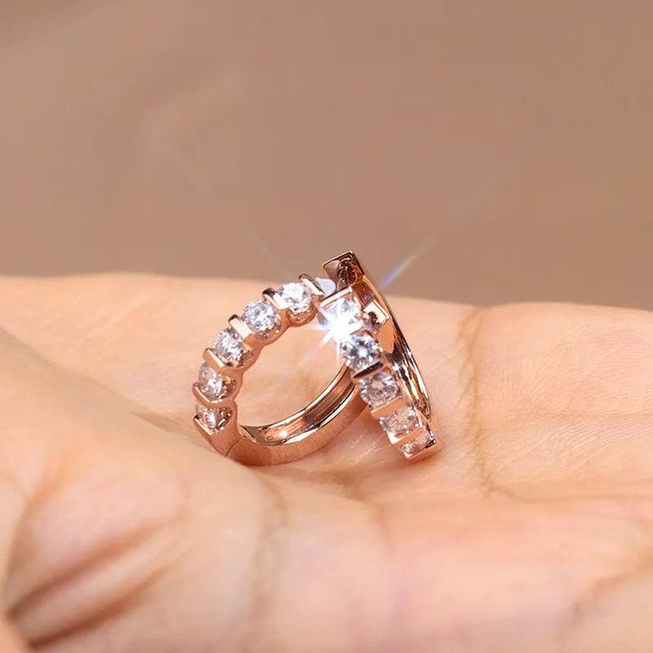 VVX™ Diamond - Eternity Hoop Earrings - 14K Rose Gold - Ice Dazzle