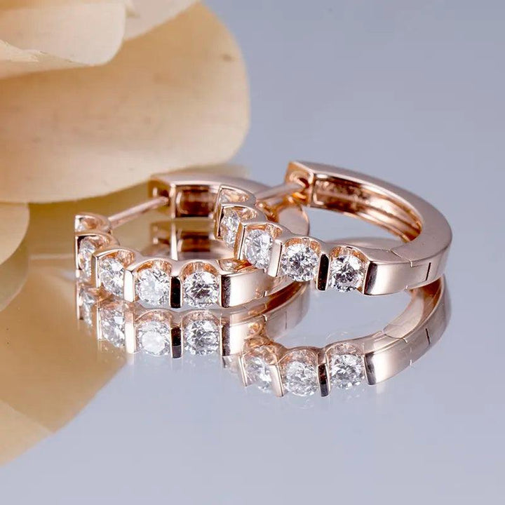 VVX™ Diamond - Eternity Hoop Earrings - 14K Rose Gold - Ice Dazzle