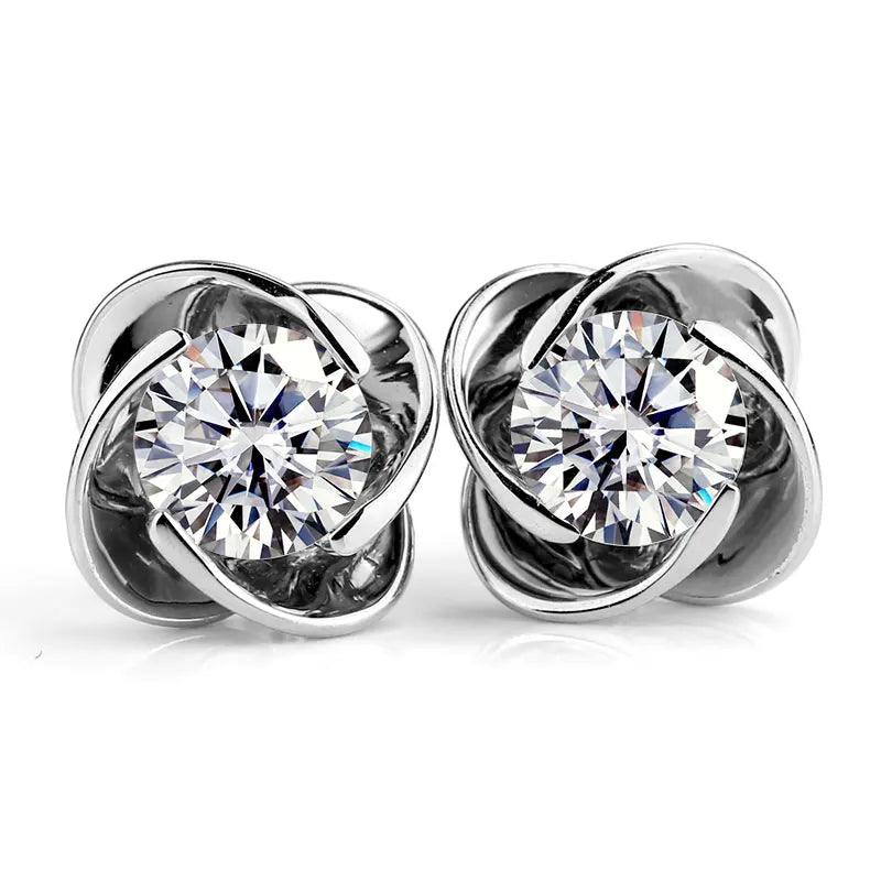 VVX™ Diamond - Rose Bezel Stud Earrings (2 Ct. Tw) - 18K White Gold - Ice Dazzle