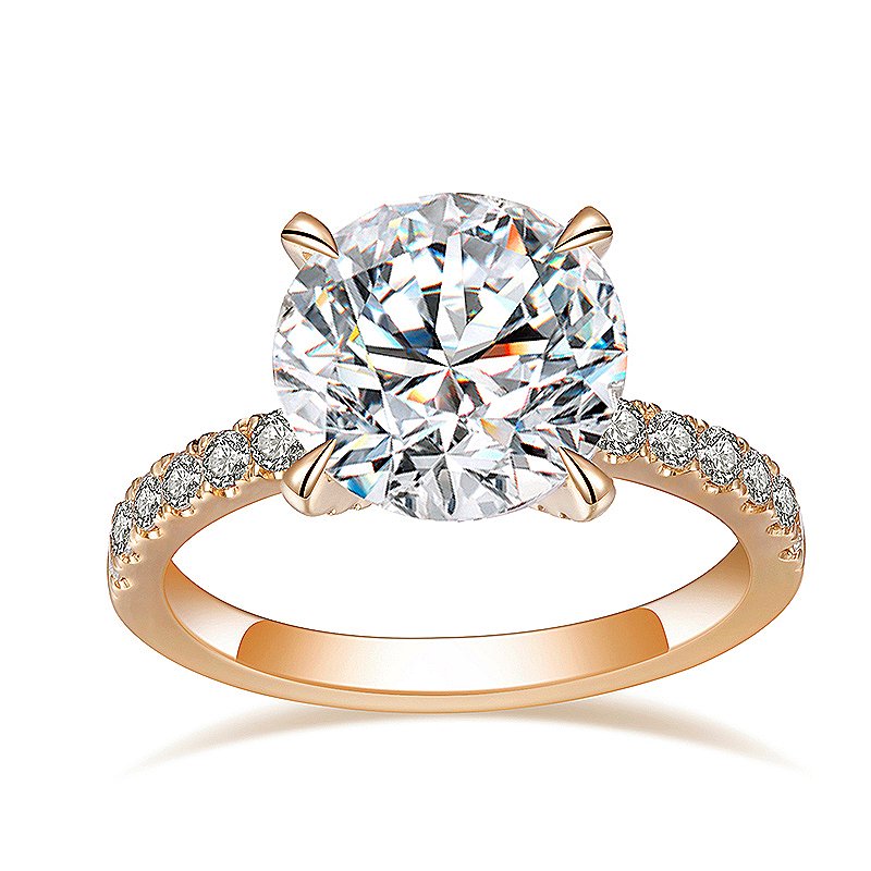 3 7/8 ctw Round Lab Diamond Engagement Ring in 18K Rose Gold - Ice Dazzle - VVX™ Lab Diamond - Engagement Rings