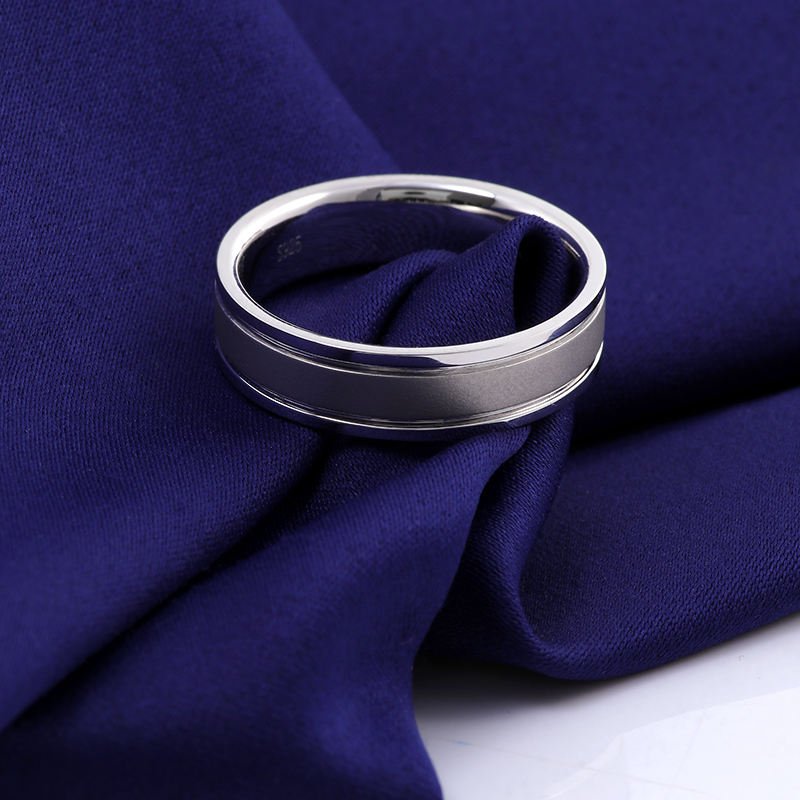 Comfort-Fit Wedding Band for Him Sterling Silver