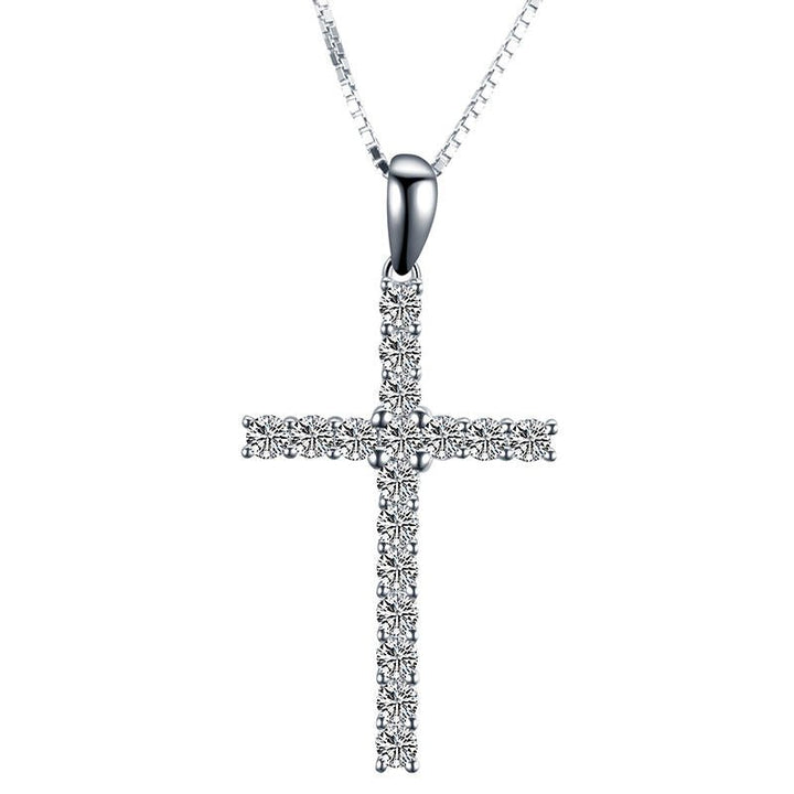 Moissanite Cross Pendant in 14K White Gold - Ice Dazzle - UltraLux™ Moissanite - Fashion Pendant