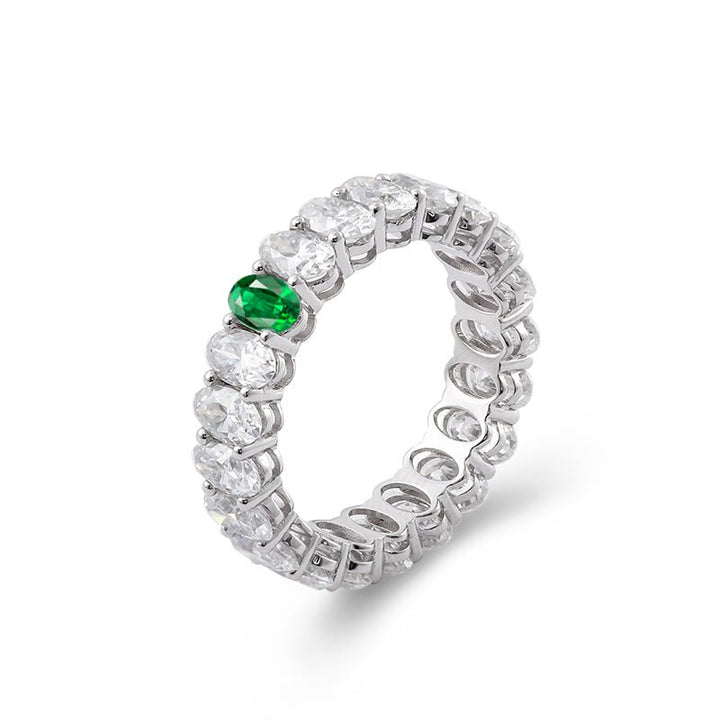 Exquisite Oval Lab Grown Emerald and Diamond Eternity Band (10 ct. tw.) - Ice Dazzle - VVX™ Lab Diamond - Eternity Bands