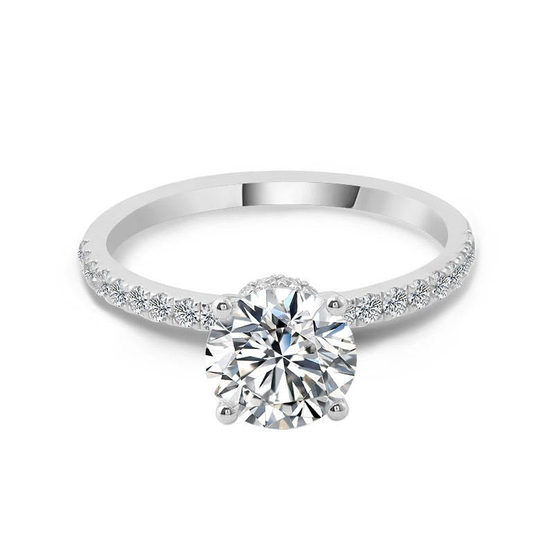 Hidden Halo Ring with 3ct Round Lab Diamond - Ice Dazzle - VVX™ Lab Diamond - Engagement Rings