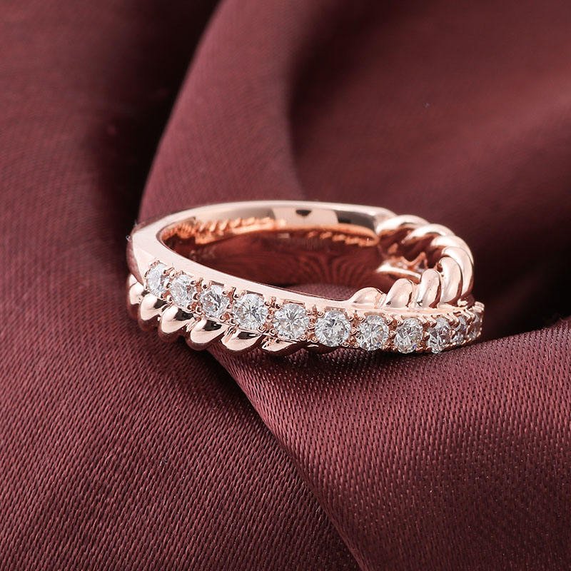 Lab Diamond Wedding Band for Her in 14K Rose Gold - Ice Dazzle - VVX™ Lab Diamond - Wedding Bands