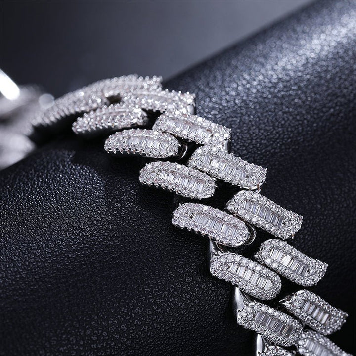 Lab Grown Diamond 16mm Iced Cuban Bracelet in 925 Sterling Silver - Ice Dazzle - VVX™ Lab Diamond - Cuban Bracelet