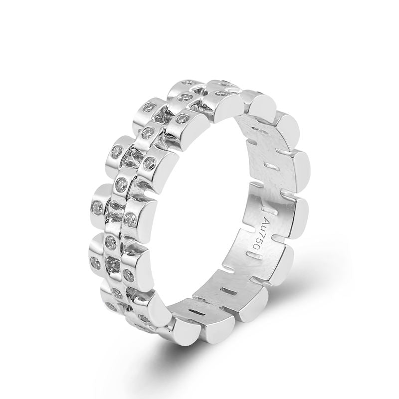 Lab Grown Diamond Bezel-Set Wedding Band for Him in 18K White Gold - Ice Dazzle - VVX™ Lab Diamond - Wedding Bands