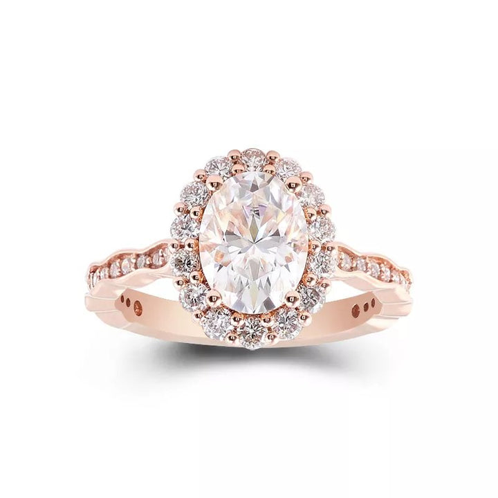 Lab Grown Diamond Oval Cut Engagement Ring in 14K Rose Gold (3 Ct. Tw.) - Ice Dazzle - VVX™ Lab Diamond - Engagement Rings