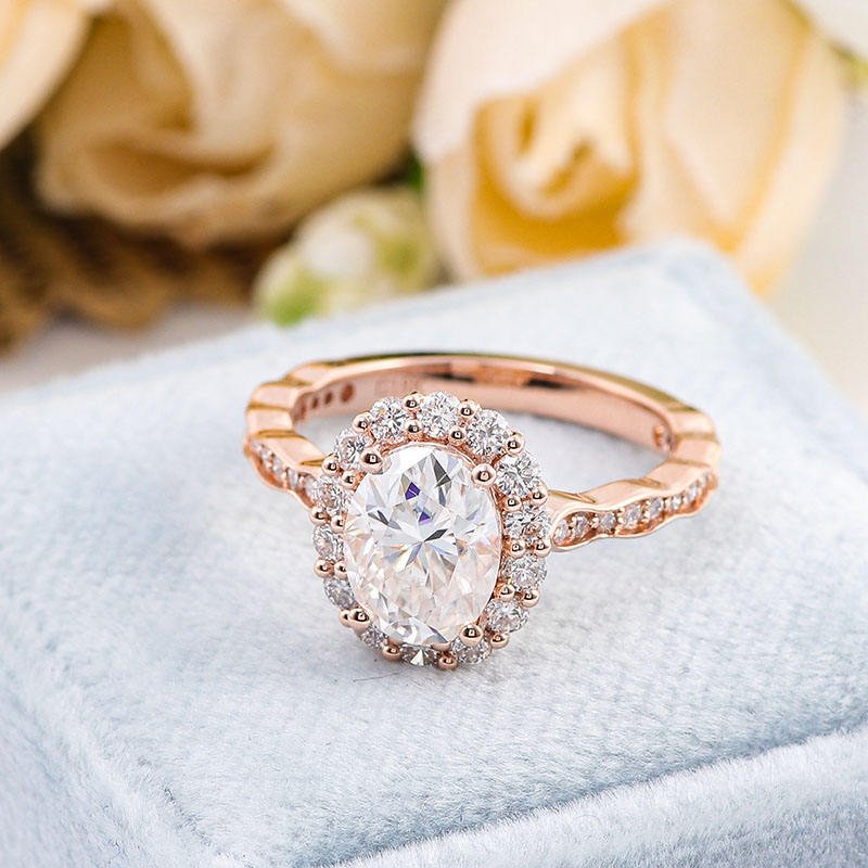 Lab Grown Diamond Oval Cut Engagement Ring in 14K Rose Gold (3 Ct. Tw.) - Ice Dazzle - VVX™ Lab Diamond - Engagement Rings