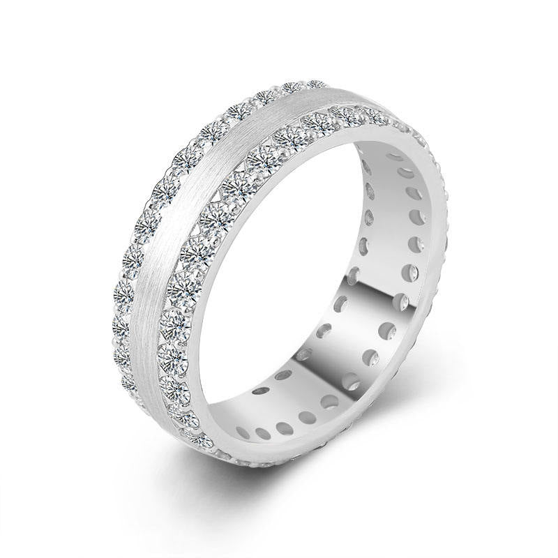 Lab Grown Diamond Pave Set Wedding Band for Him in 10K White Gold - Ice Dazzle - VVX™ Lab Diamond - Wedding Bands