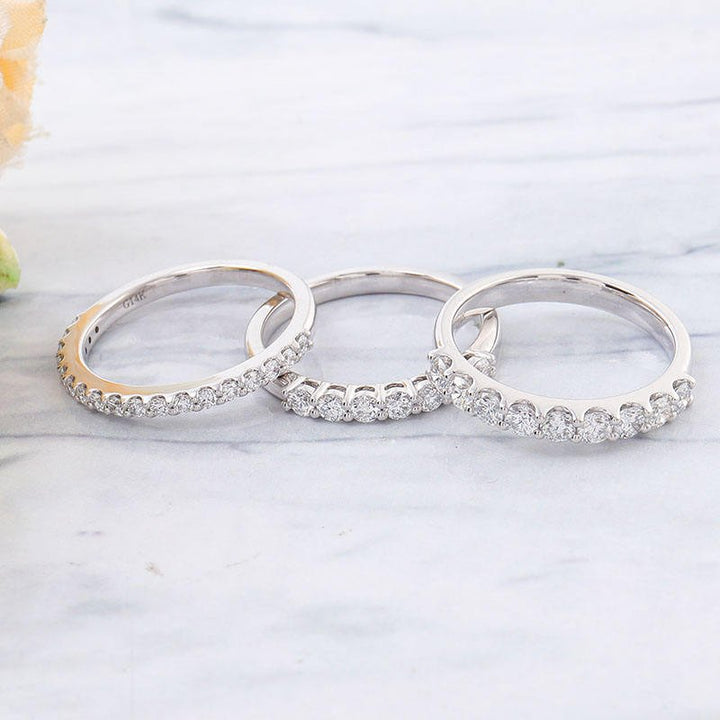 Lab Grown Diamond Stackable Wedding Bands in 14K White Gold - Ice Dazzle - VVX™ Lab Diamond - Stackable Rings