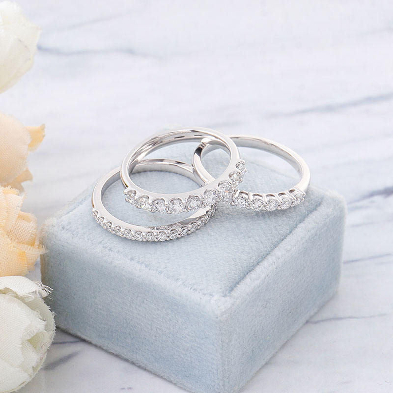 Lab Grown Diamond Stackable Wedding Bands in 14K White Gold - Ice Dazzle - VVX™ Lab Diamond - Stackable Rings