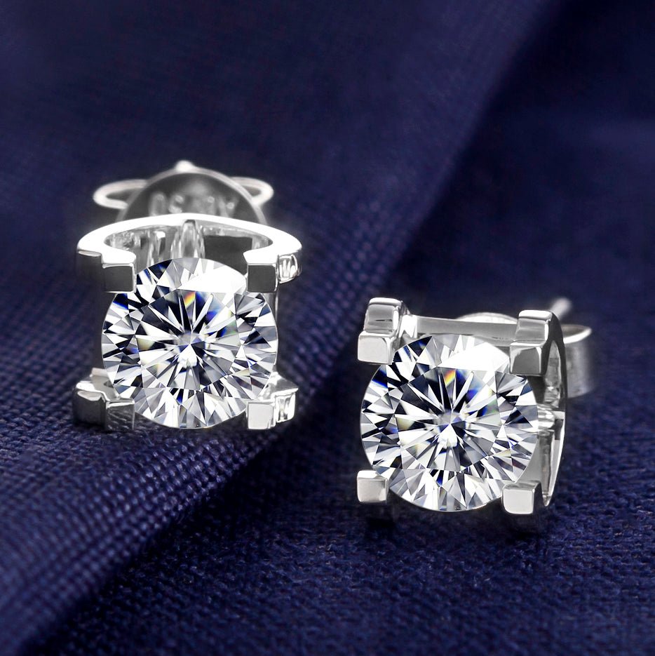 Moissanite Stud Earrings (1 Ct. Tw) - Ice Dazzle - SynthaLux™ Moissanite - Stud Earrings