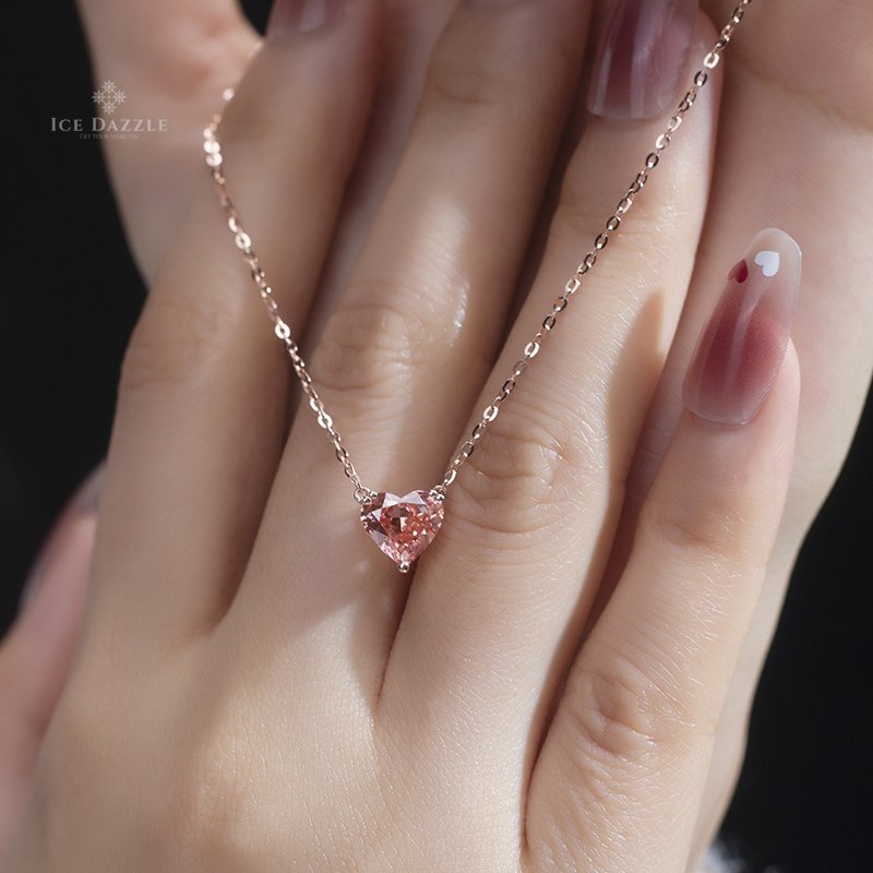 Pink Lab Grown Diamond Pendant in 18K Rose Gold - Ice Dazzle - VVX™ Lab Diamond - Fashion Pendant