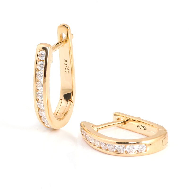 Round Lab Diamond Huggie Earrings in 18K Yellow Gold (1/5 Ct. Tw.) - Ice Dazzle - VVX™ Lab Diamond - Earrings