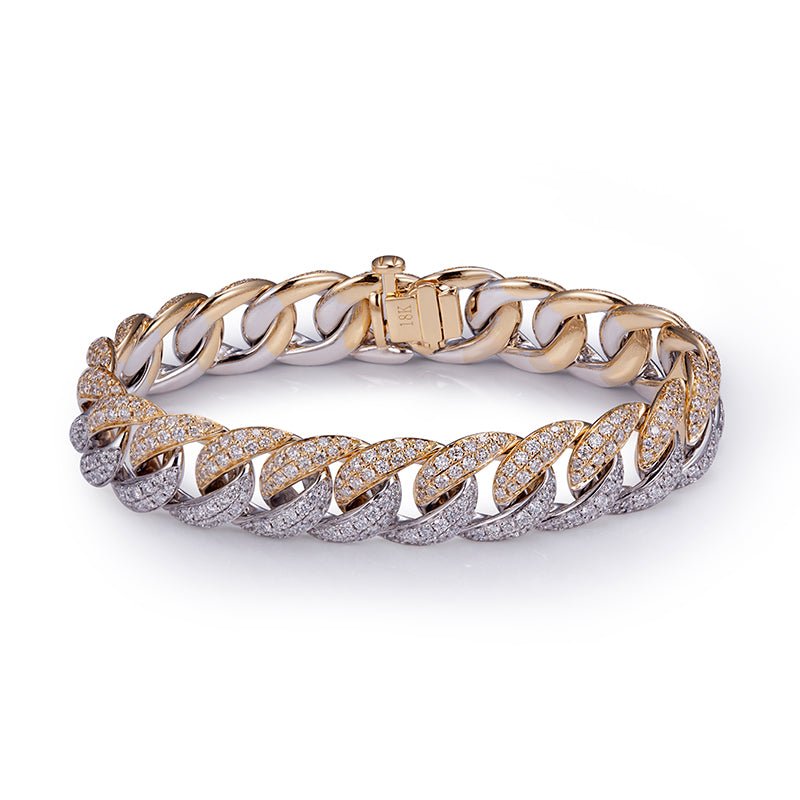 Two-Tone Lab Diamond Cuban Chain Bracelet - Ice Dazzle - VVX™ Lab Diamond - Cuban Bracelet