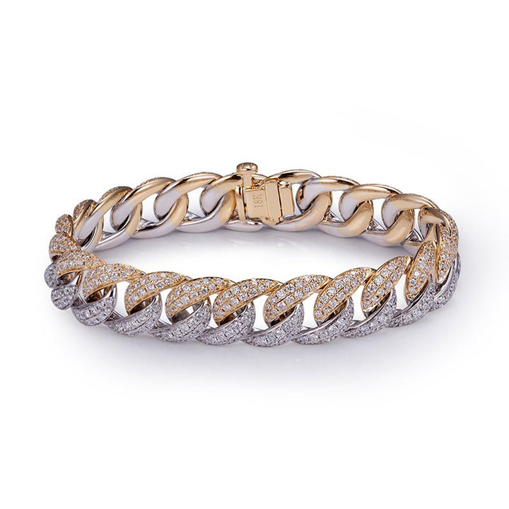 Two-Tone Lab Diamond Cuban Chain Bracelet - Ice Dazzle - VVX™ Lab Diamond - Cuban Bracelet