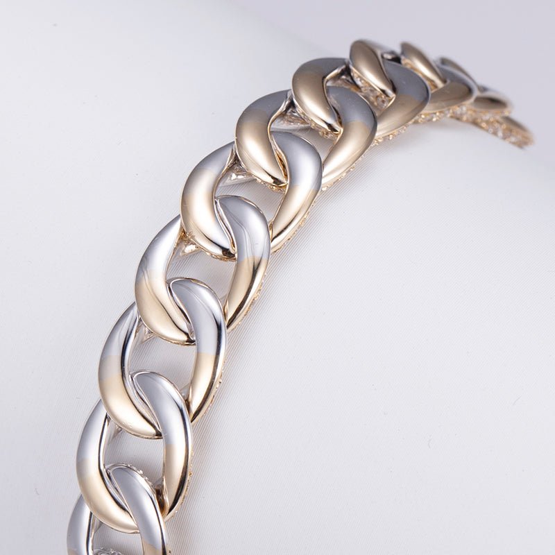 Two-Tone Lab Diamond Cuban Chain Bracelet - Ice Dazzle - VVX™ Lab Diamond - Cuban Bracelet