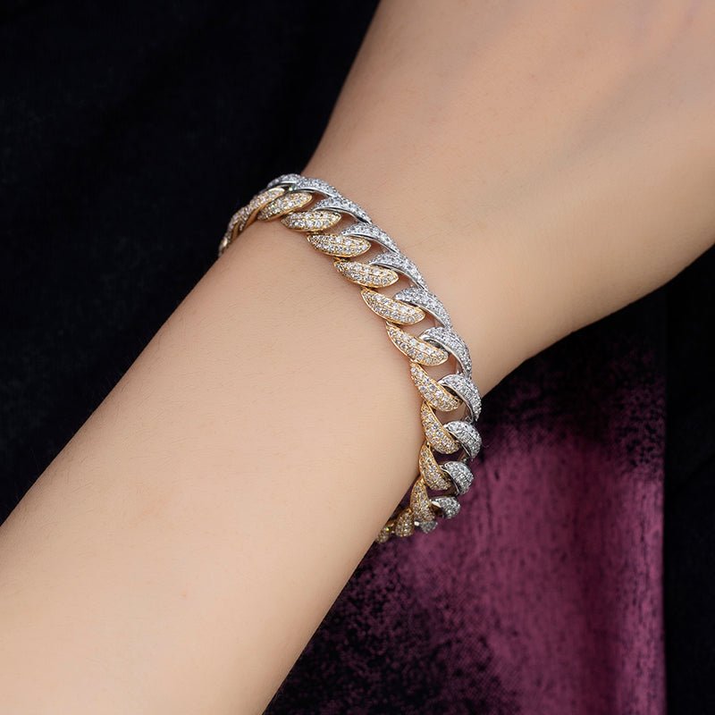 Two-Tone Lab Diamond Cuban Chain Bracelet - Ice Dazzle - VVX™ Lab Diamond - Cuban Bracelet