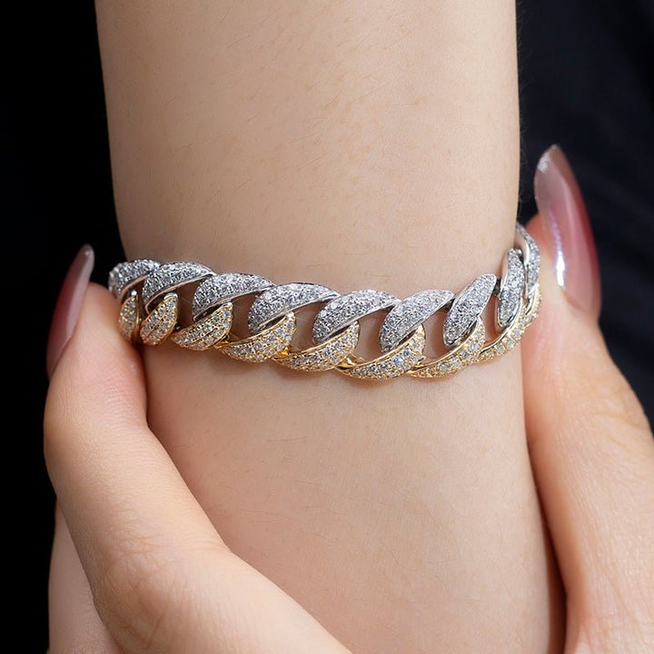 Two-Tone Lab Diamond Cuban Chain Bracelet - Ice Dazzle - VVX™ Lab Diamond - Cuban Bracelet