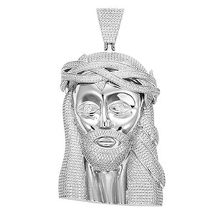 Jesus Designer Pendant in 14K White Gold - Ice Dazzle - VVX™ Lab Diamond - Pendant